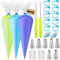 Skiennix Piping Bags Set - 100 Disposable 12-Inch Pastry Bags with 7 Frosting Tips & Accessories for Cake Decorating
