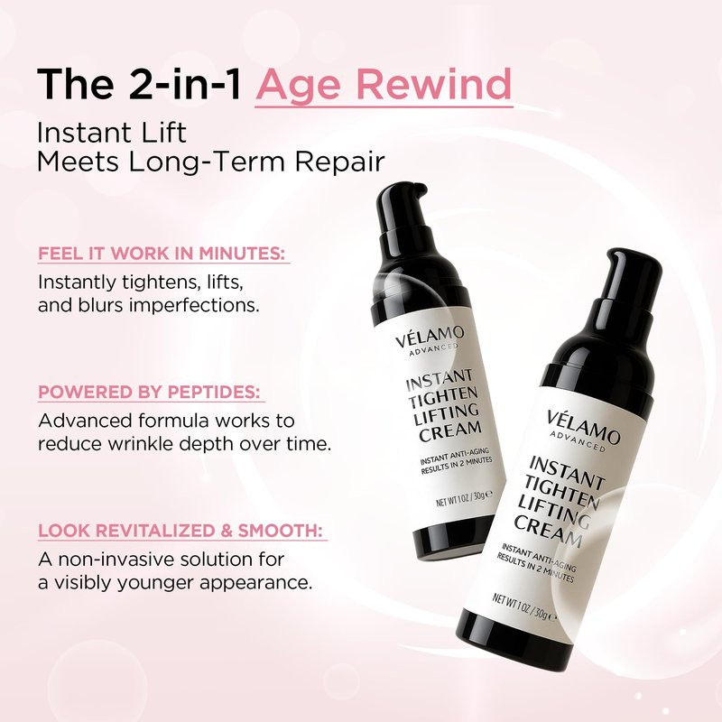 VELAMO ADVANCED Instant Eye & Face Lift Cream: Rapid Under Eye Bags Wrinkles Smile Lines Forehead Lines Remover - Temporary Firming & Tightening Treatment in 2 Minutes 1 OZ/30g