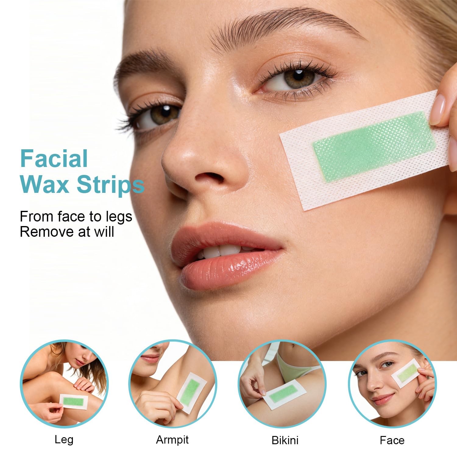 Waxfans Wax Strips for Hair Removal, 52 Counts Facial Wax Strips for Face,Eyebrow,Body,Bikini, Easy at Home Waxing Kit for Women with Sensitive Skin