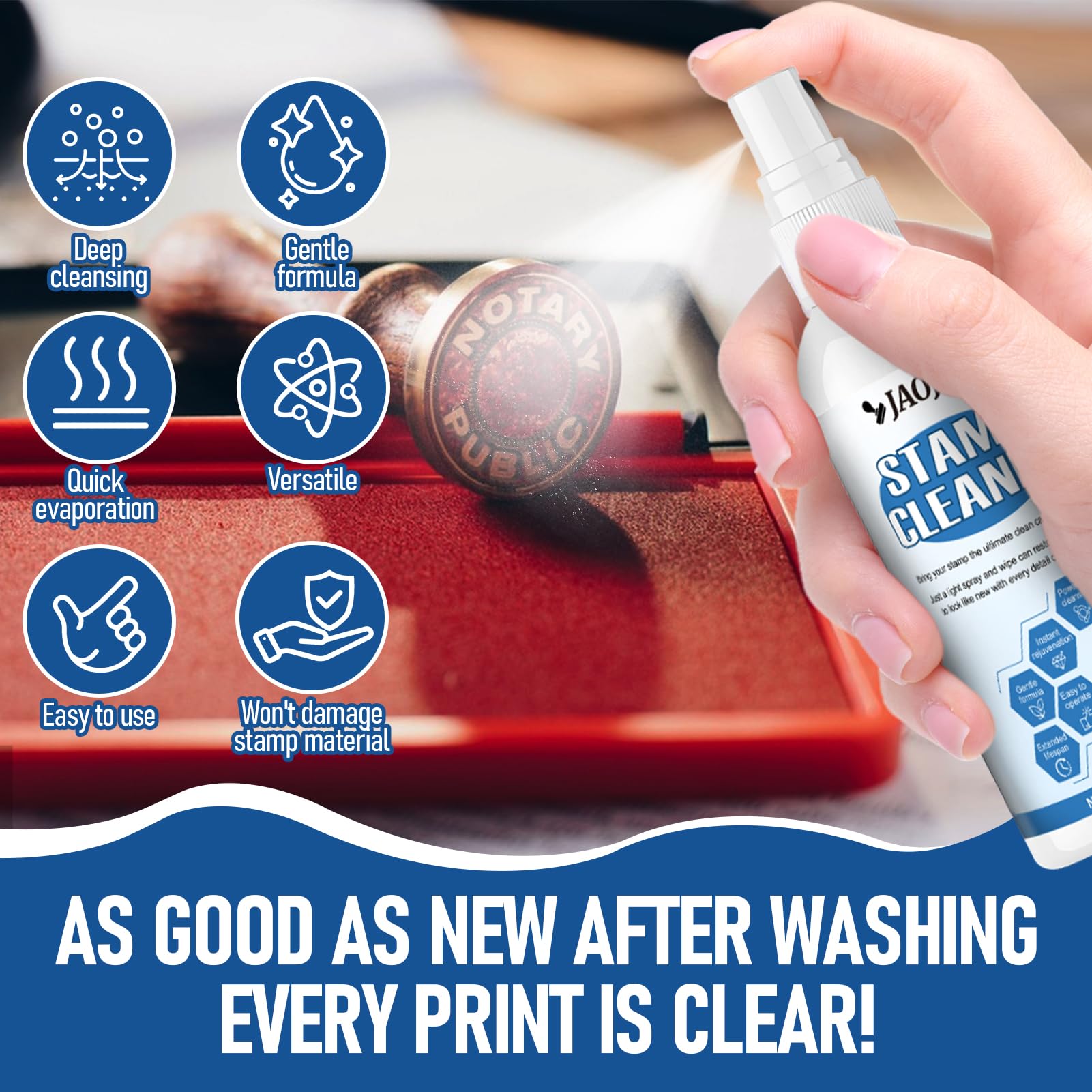 JAOJAO Professional Stamp Cleaner Kit - 4.4oz Deep Cleaning Solution