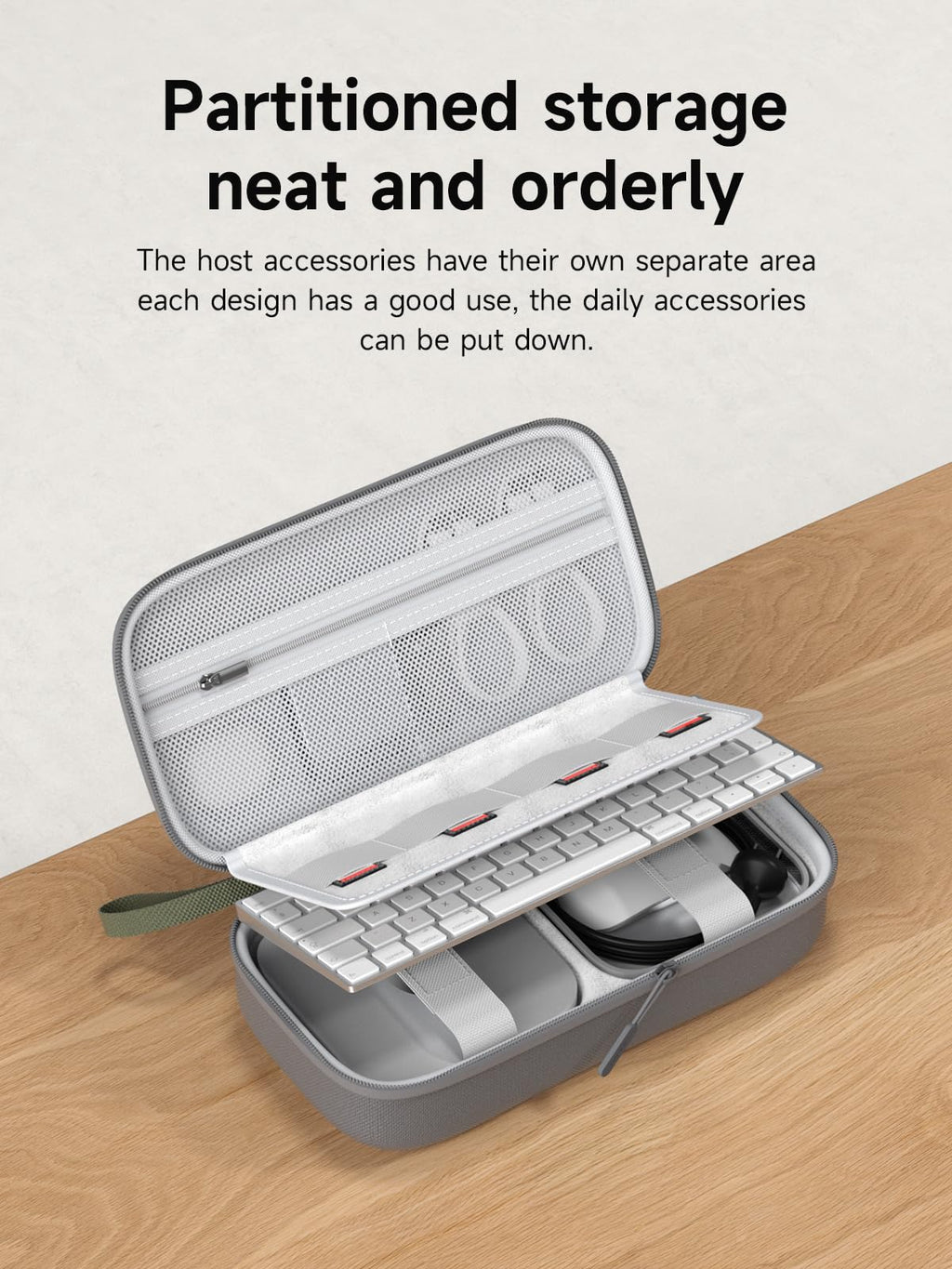 Hagibis Electronics Organizer Travel Case for Mac Mini M4/M4 Pro 2024 Portable Waterproof Carry Case for Cable, Charger, Docking Station, Power Bank, SD Card, Mouse, USB Flash Disk (Grey)