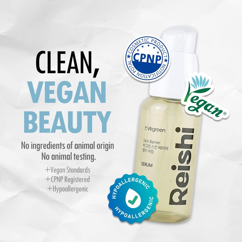 VEGREEN Skin Barrier Reishi Face Serum Skin Barrier Repair Moisturizer | Korean Hydrating Serum w/Mushroom Extracts & Lactobacillus Ferment | Glass Skin Serum for Face for All Skin Types 1.69 fl oz