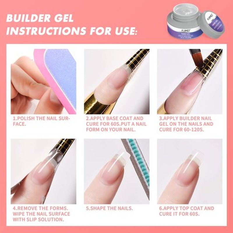 AIJIMEI LED/UV Hard Gels for Nails Extension Polish Kit Hard Gel for Nails Art Buildering for Nails Builder Glue in a Bottle Nail Builders Gel (Multicolor)