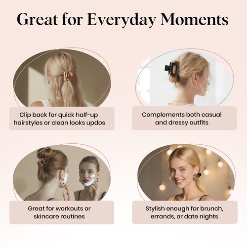 Oeusnael 8 PCS Medium Hair Clips for Women Girls - 2 Styles Rectangle and Double Row Teeth Small Claw Clips for Thin Thick Hair, Strong Hold Jaw Clips Stylish Leopard Print Hair Accessories, Tortoise