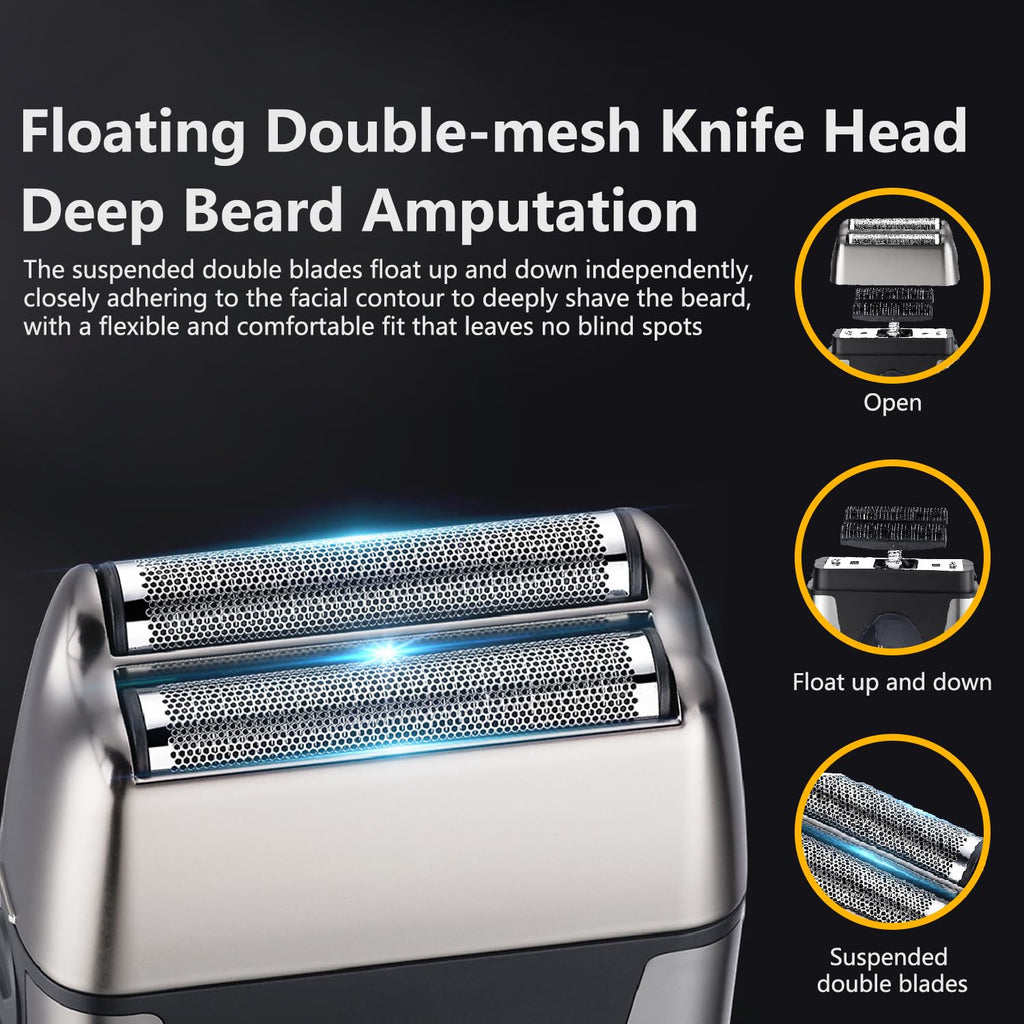 Electric Foil Shavers for Men, Brushless high-Speed Motor Electric Razor, Bald Head Shavers, Face Shaving Beard Trimmer with LCD Display
