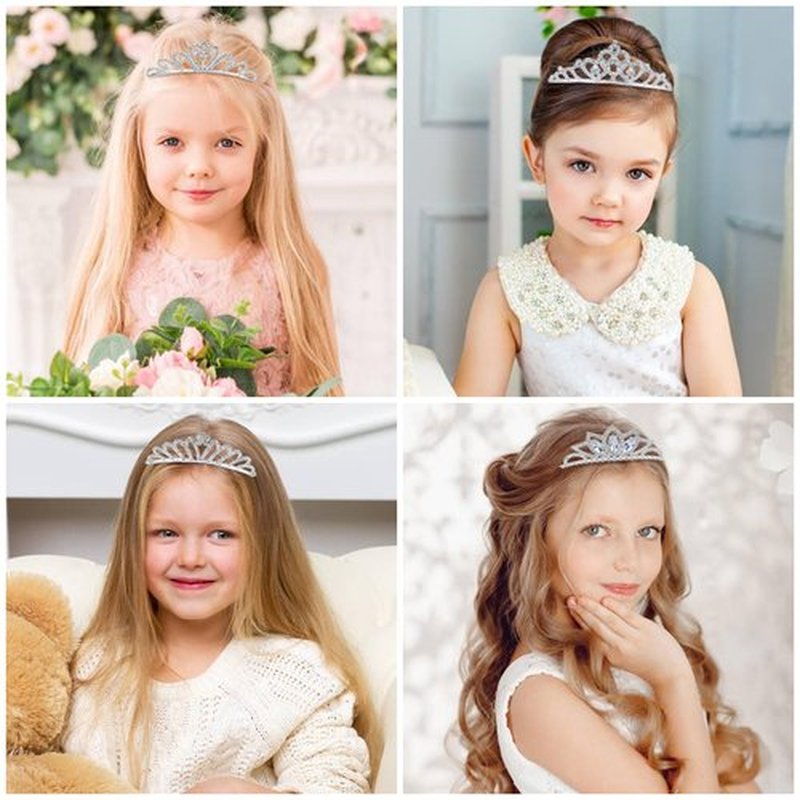 Dizila 8 Pieces Silver Metal Birthday Party Prom Bridal Wedding Dazzling Rhinestone Princess Crown Headbands Tiaras Headpieces Hair Accessories for Women Girls Brides Bridesmaids