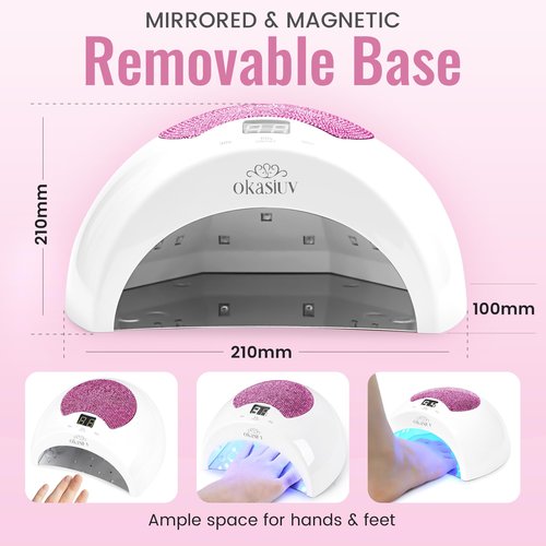 Okasiuv Rechargeable UV LED Nail Lamp with Diamond Design & Touch Control - 3 Timer Settings, Fast Curing for All Gel Polishes, Portable UV Nail Dryer for Professional Salon & Home