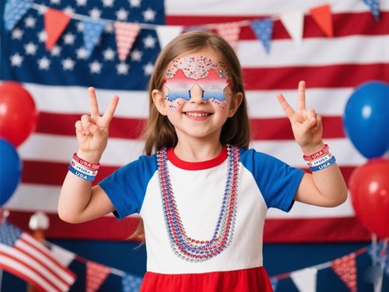 Go Ho 4th of July Outfits for Women,Red White and Blue Face Body Glitter Gel,9 PC Necklaces,3 Pairs Star Sunglasses and 6 PC Rubber Bracelets Wristbands Set for USA Patriotic Outfits Makeup