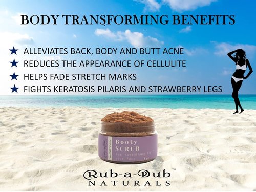 Premium Walnut Body Scrub - Exfoliating Butt Scrub for Acne, Cellulite & Stretch Marks | 4 Ounce