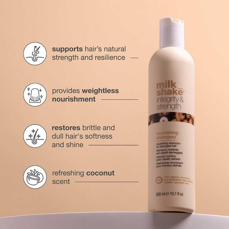 Milk_Shake Integrity & Strength Nourishing Shampoo - Creamy Formula with Organic Murumuru Butter & Amaranth Seed Extract for Damaged Hair