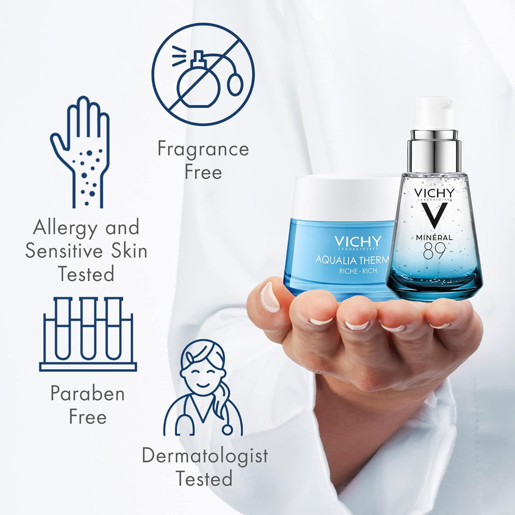Vichy Aqualia Thermal Facial Moisturizer - Hydrating Cream with Natural Origin Hyaluronic Acid for Dry, Sensitive Skin