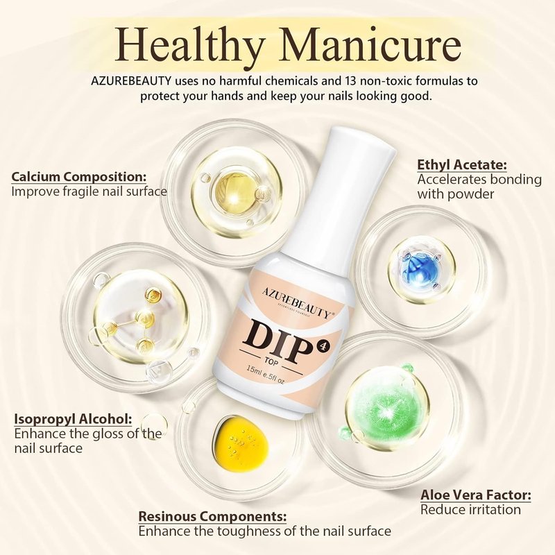 AZUREBEAUTY Dip Powder Top Coat - 15 ml for French Nail Art | Perfect for DIY Manicure & Salon Use