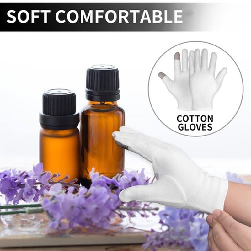 4 Pairs Touch Screen Moisturizing Gloves White Cotton Moisturizing Gloves Overnight Bedtime Heal Eczema Sleeping Lotion Hand Spa Treatment Gloves Repair Rough Cracked Dry Chapped Hands Skin(White)