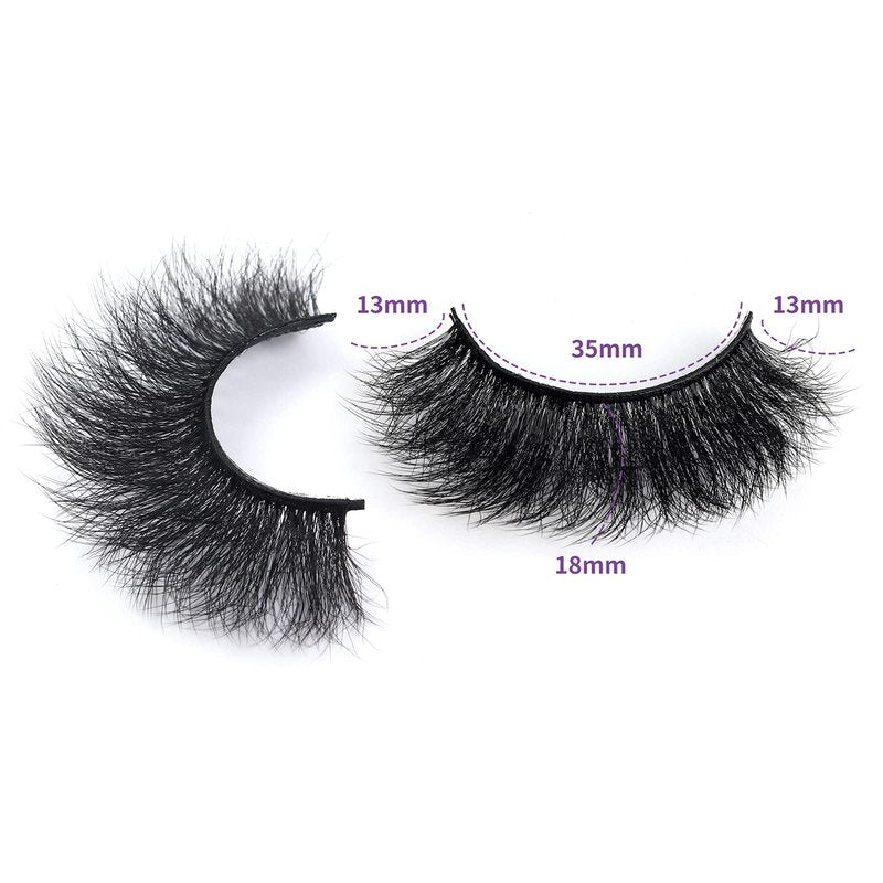 Wleec Beauty Full Dramatic False Eyelashes 7 Pairs Fluffy Eyelash 18mm Handmade 3D Faux Mink Lashes Pack FM31