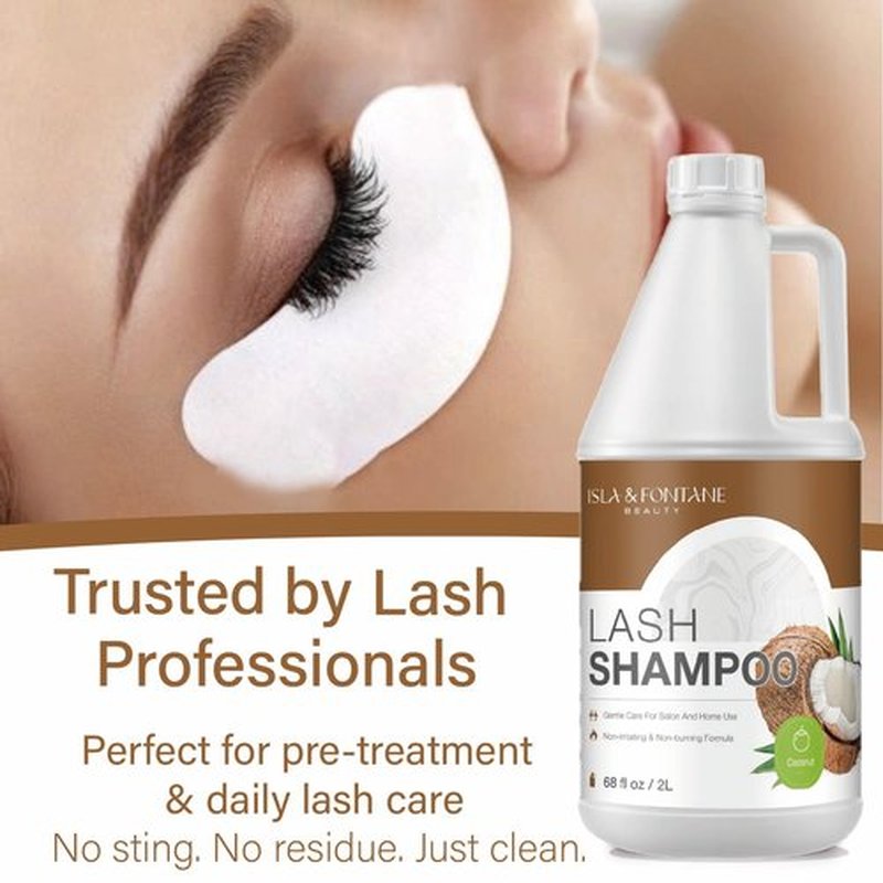 Isla & Fontane Lash Shampoo Bulk – Multi-Scent Series – 68 fl oz / 2L | Gentle Eyelash Cleanser Bulk for Lash Extensions | Non-Irritating | Professional Lash Bath Foam For Salon And Home Use (Coconut)