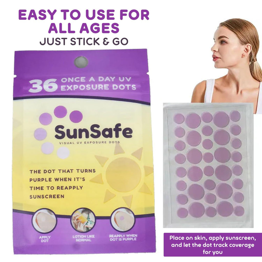 Sun Safe UV Dots - Water-Resistant Sunblock Stickers Protect Skin with SPF 30 Coverage- Track Sun Exposure with Easy-to-Use Sunscreen Dot- Ideal for Kids, Beach Days & Outdoor Fun