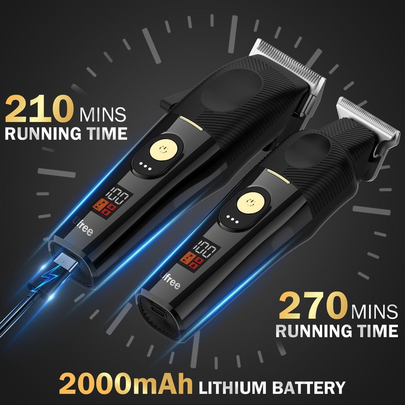 Ufree Professional Cordless Hair Clippers for Men, Barber Clippers & Trimmers Set with Storage Stand, Electric Shaver, Complete Hair Cutting Kit, Gifts for Men