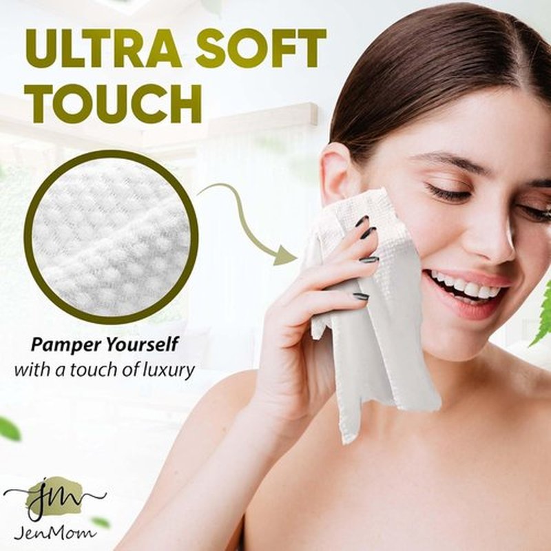 Disposable Face Towels – 100 Count (2 x 50 Boxes) XL 10”x12” Biodegradable Dry Wipes | Ultra Soft, Lint-Free, Dual-Texture Face Cloths | Chemical-Free, Fragrance-Free Facial Towels for Sensitive Skin