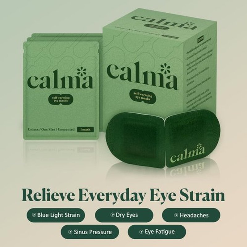 16 Pack Calma Heated Eye Mask - Hot Compress For Eye Fatigue - Helps Relief Dry Eyes, Blue Light Strain, Headaches and Dark Circles (Unscented)