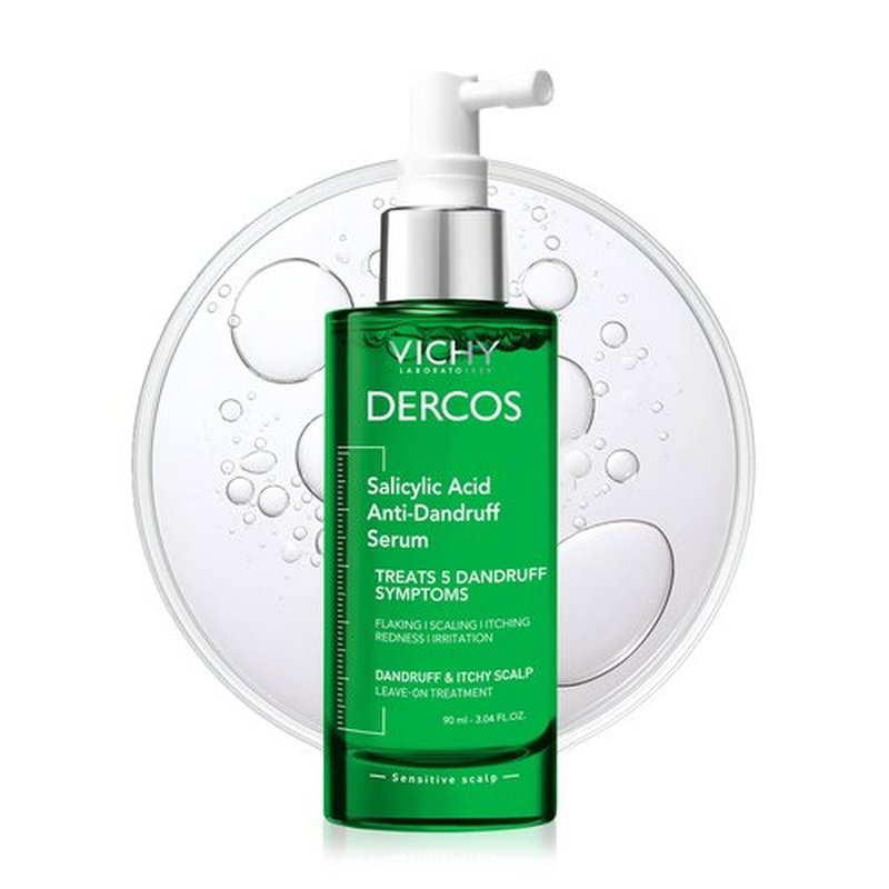 Dercos Salicylic Acid Anti-Dandruff Treatment, Scalp Treatment Targets Dandruff Symptoms & Leaves Head Feeling Hydrated & Soothed, Serum Provides Flake & Itch Relief, 3 Fl. Oz.