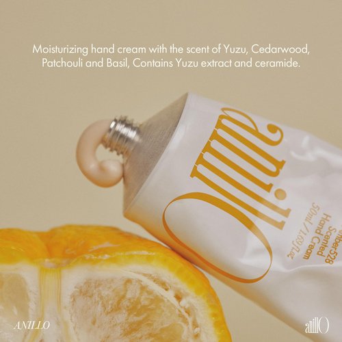 ANILLO Amber528 Scented Hand Cream – Vegan Moisturizer with Yuzu Extract, Hinoki Cypress Oil, Shea Butter & Ceramide – Amber Scent, Paraben-Free, 1.69 fl. oz