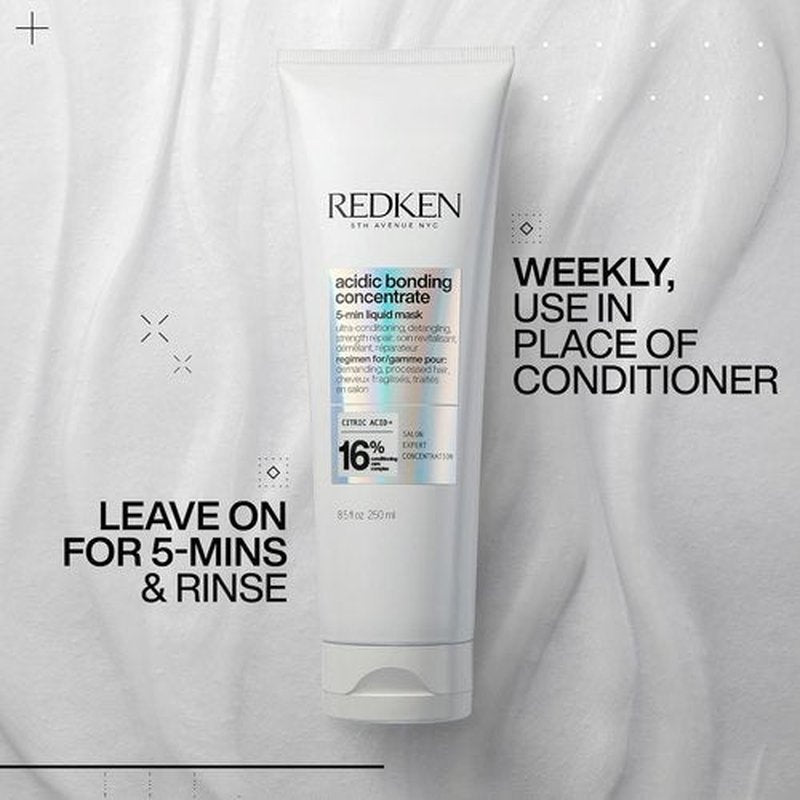 Redken Acidic Bonding Concentrate Hair Mask - Hydrating 5-Minute Liquid Mask for Strengthening Dry, Damaged Hair