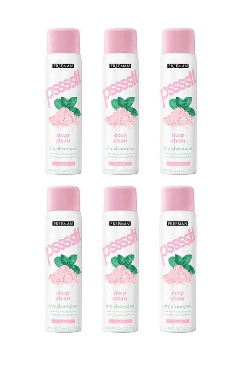 Freeman Psssst! Travel Size Deep Clean Dry Shampoo - Nourishing & Weightless for Oily Hair | 1.76 oz, Pack of 6