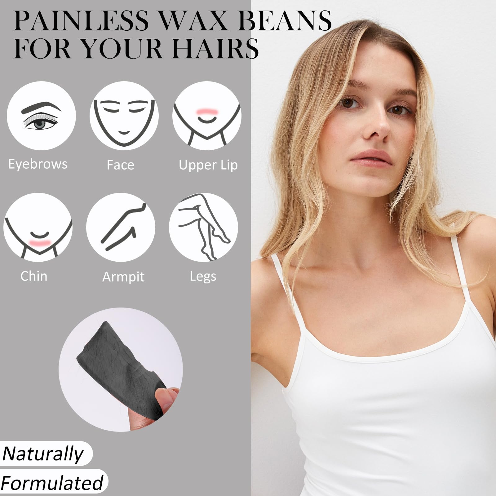 Wax Beads Bulk - 2.5lb Wax Beans Supplies for Esthetician - Professinal Painless Waxing for Face, Upper Lip, Bikini, Leg, Women Natural Melting Kit - Hypoallergenic Hard Wax Beads Bulk