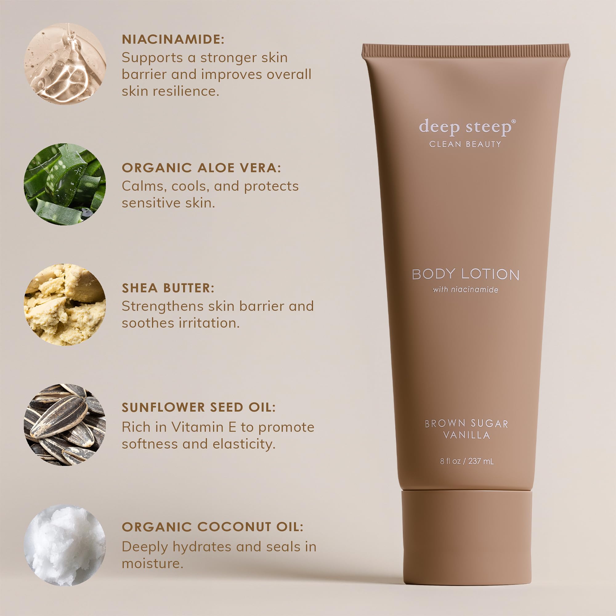 Deep Steep Body Lotion, Lavender Chamomile, 8 oz – Moisturizer with Coconut Oil, Shea Butter, Argan Oil, Aloe Vera & Niacinamide – Vegan, Clean Beauty, Daily Skin Hydration