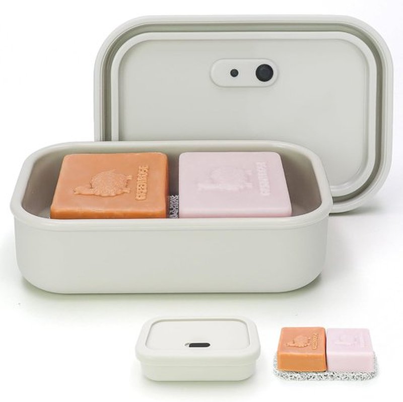AIDIMMING Travel Soap Case - Enhanced Leak-Proof Shatterproof Silicone Holder | Portable Off-White Design