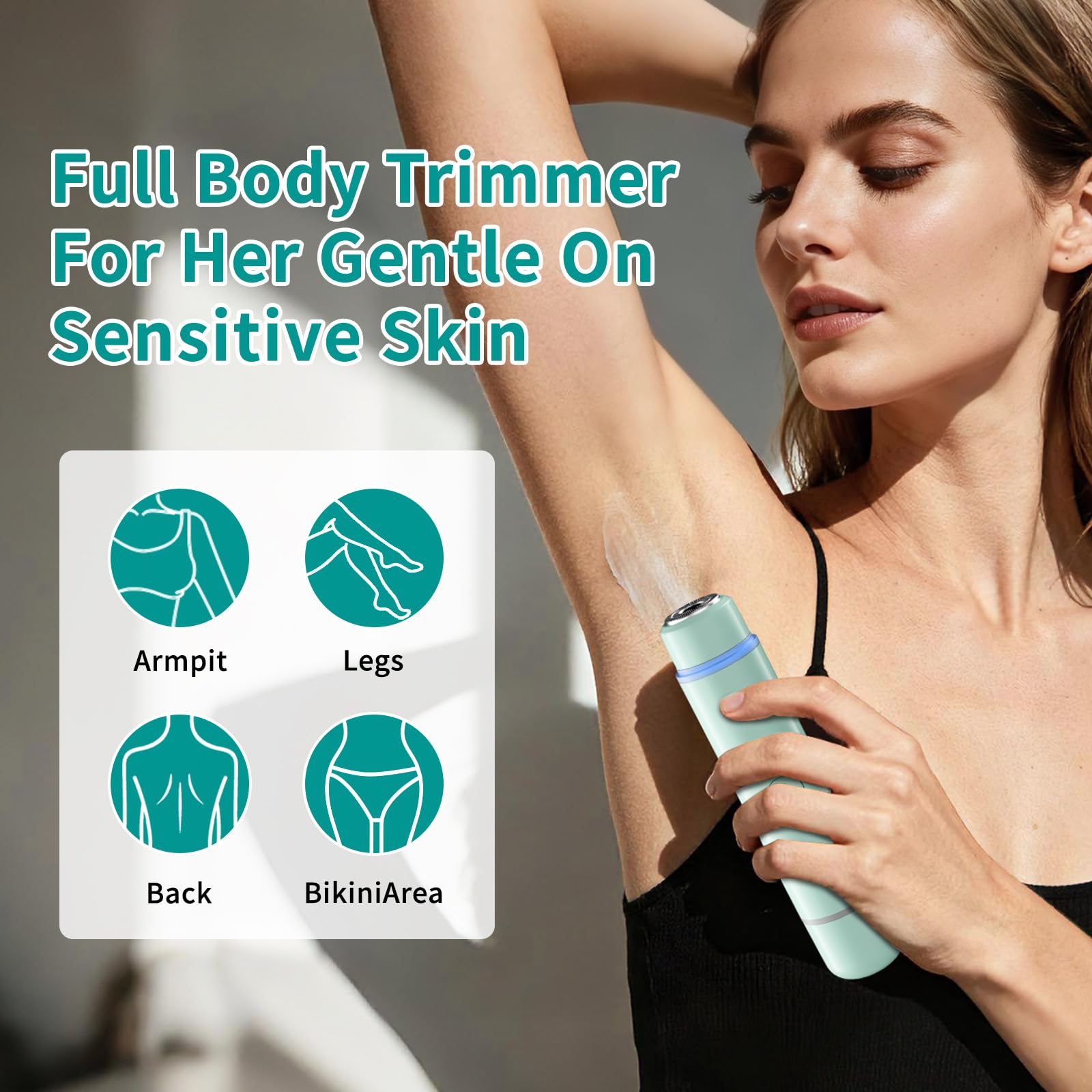 Bikini Trimmer for Women - New 2 in1 Dual Head Bikini Shaveronal Electric Razors for Women,Rechargeable Electric for Lady Bikini Underarm,Body,Leg,Hair Remove Portable Travel
