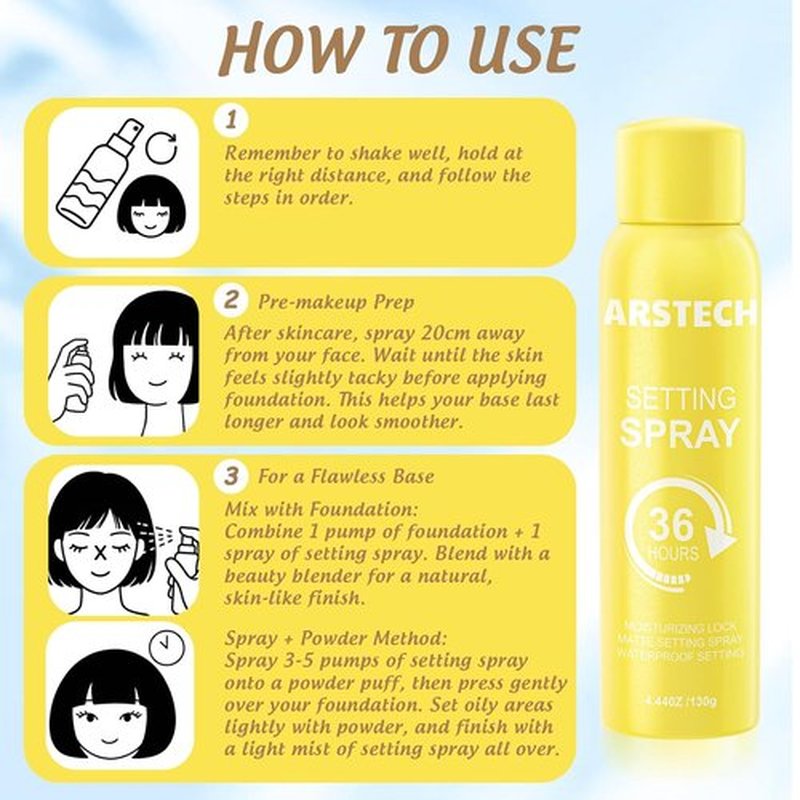 Skiennix Setting Spray - Long-Lasting Makeup Fixative with Vitamin C | 4.44 oz Dewy Hydrating Mist