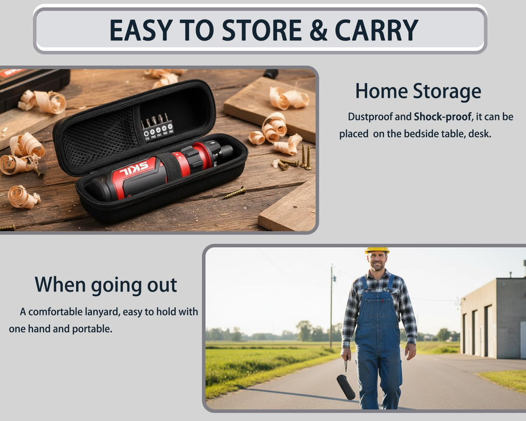 inDomit Hard Case Compatible with SKIL Rechargeable 4V Cordless Screwdriver,Black(CASE ONLY)