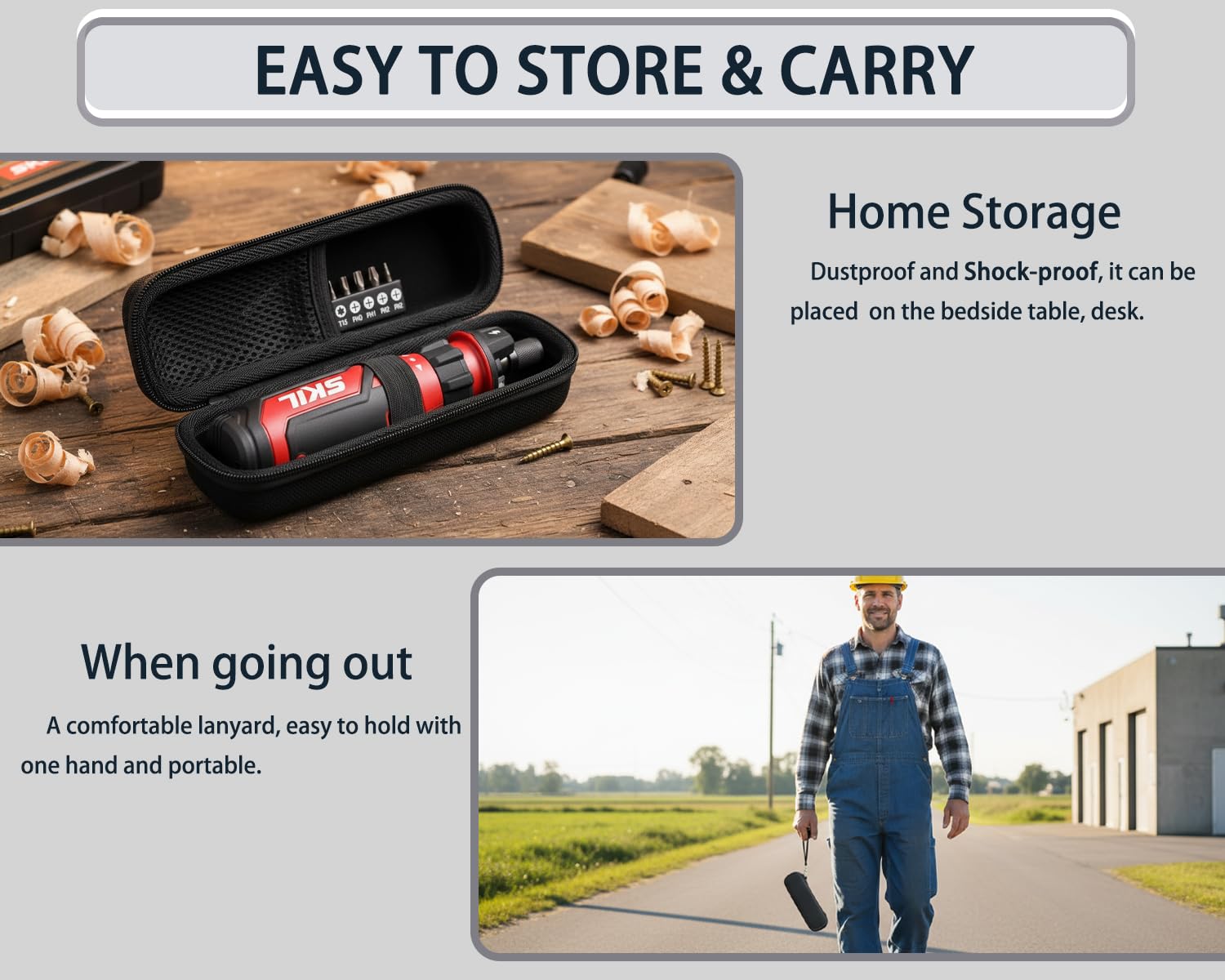 inDomit Hard Case Compatible with SKIL Rechargeable 4V Cordless Screwdriver,Black(CASE ONLY)
