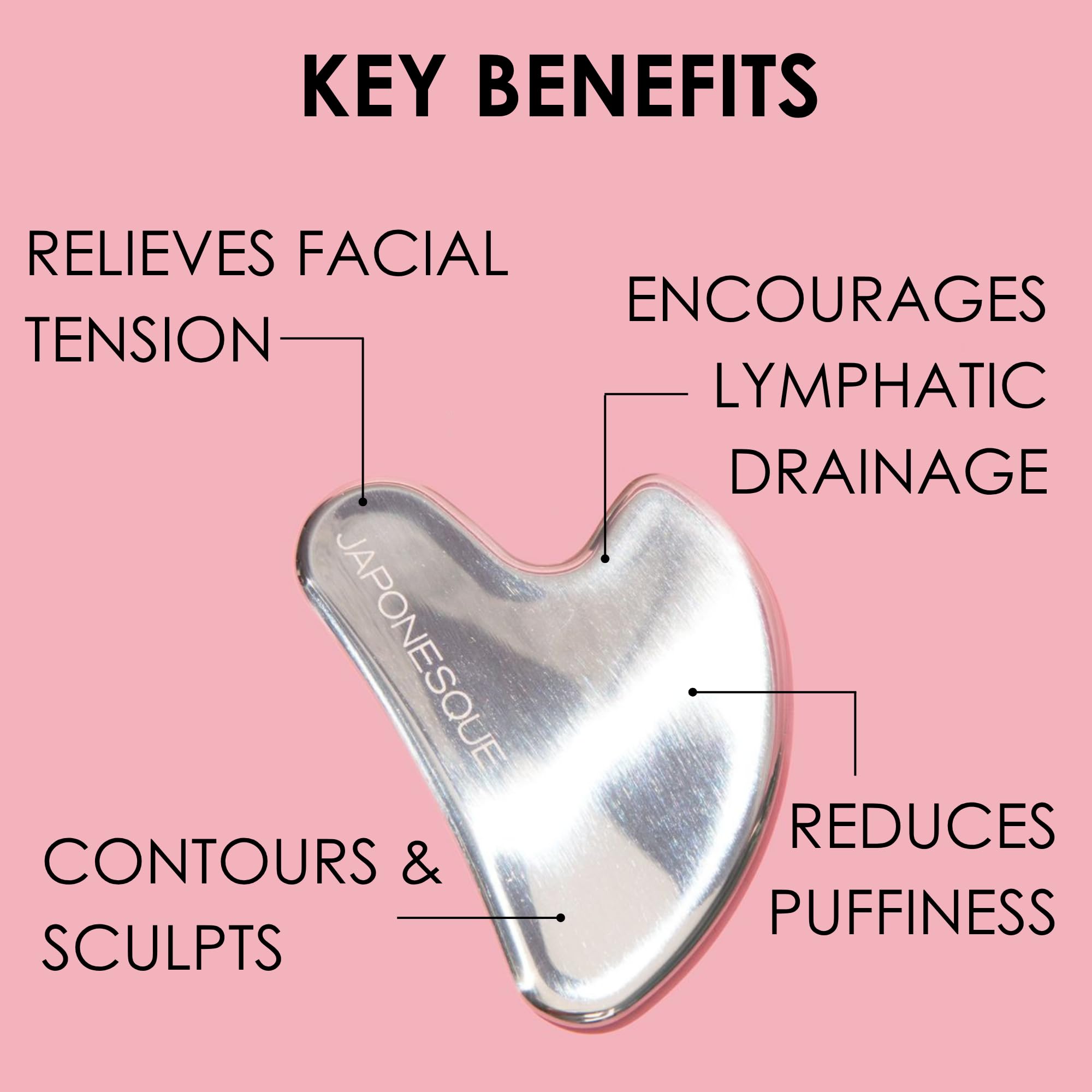 JAPONESQUE SKINTherapy Contouring Facial Tool V Roller for Lymphatic Drainage, Facial Massage, Relieves Tension and Improves Absorption of Skin Care Products