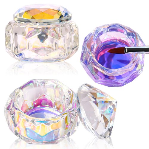 Dappen Dish with Lid for Acrylic Powder Nails Diamond Styling Design Crystal Glass Monomer Dampen Dish Holder for Nail Acrylic Liquid (8)