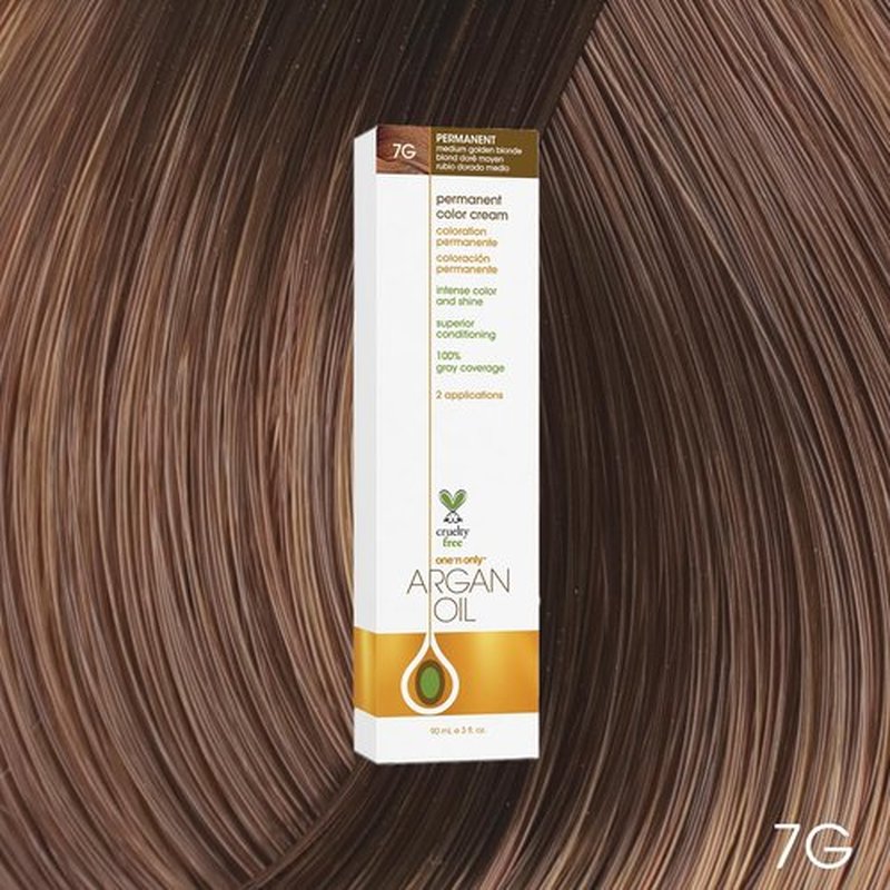 One N' Only Permanent Hair Color - Argan Oil Infused Permanent Hair Dye for Rich Tones - 7G Medium Golden Blonde (3 oz)