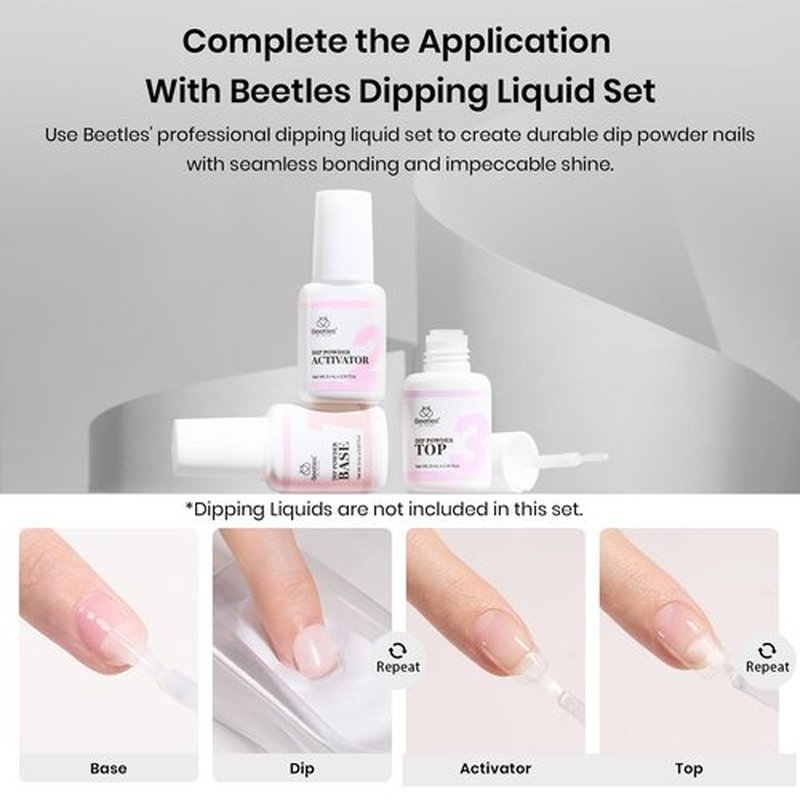 Beetles Dip Powder Clear Color, Transparent Nail Dipping Powder Crystal Clear French Nail Art Basic Starter No Nail Lamp Needed Manicure Salon DIY at Home for Women