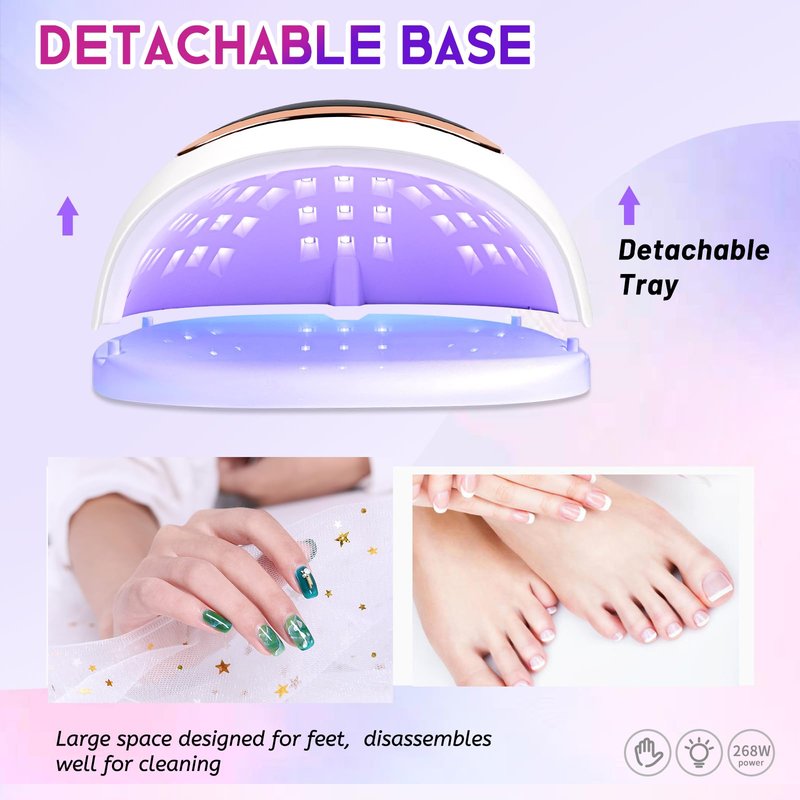 Wisdompark 268W UV LED Nail Lamp, Nail Dryer for Gel Polish, 4 Timers Curing Lamp Professional Nail Light, 66Pcs Uv Beads and Automatic Sensor (Gold) (Black)