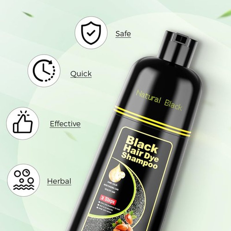 KAISASA Black Hair Dye Shampoo 3 in 1，Argan Natural Herbal Formula Hair Color Shampoo Covers Gray Hair for Women and Men (16.9 fl.oz Black)