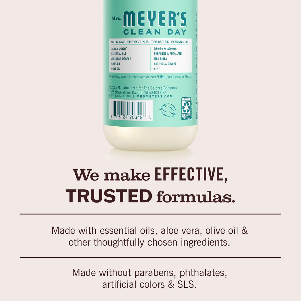 MRS. MEYER'S CLEAN DAY Hand Soap, Mint Scent, 12.5 Fl Oz Bottle - 3 Pack
