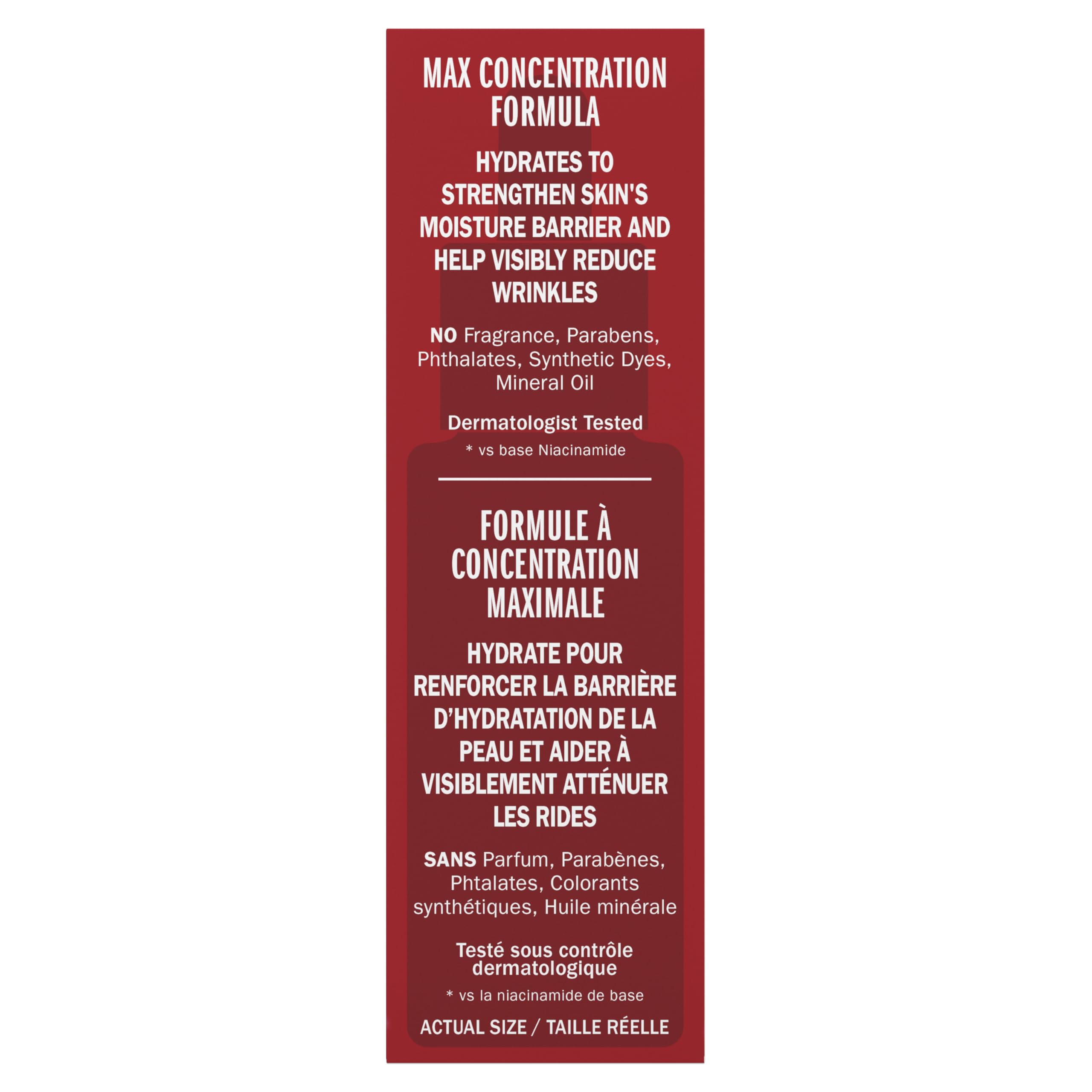 Olay Niacinamide MAX Wrinkle Reducing Serum for Women, 2x Peptides, Anti-Aging Ingredients for Smooth Skin, Made Without Parabens, Phthalates, Mineral Oil, or Synthetic Dyes, Fragrance-Free, 1.3oz