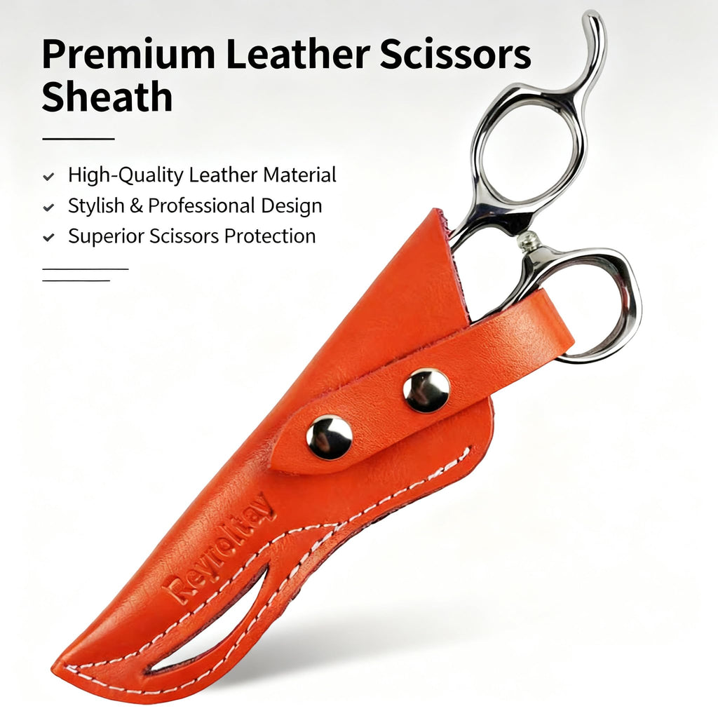 Barber Hair Scissor Case, Premium Leather Sheath for 6” & 6.5” Hairdressing Scissors, Salon Stylist Tool Organizer with Secure Snap Closure Bag