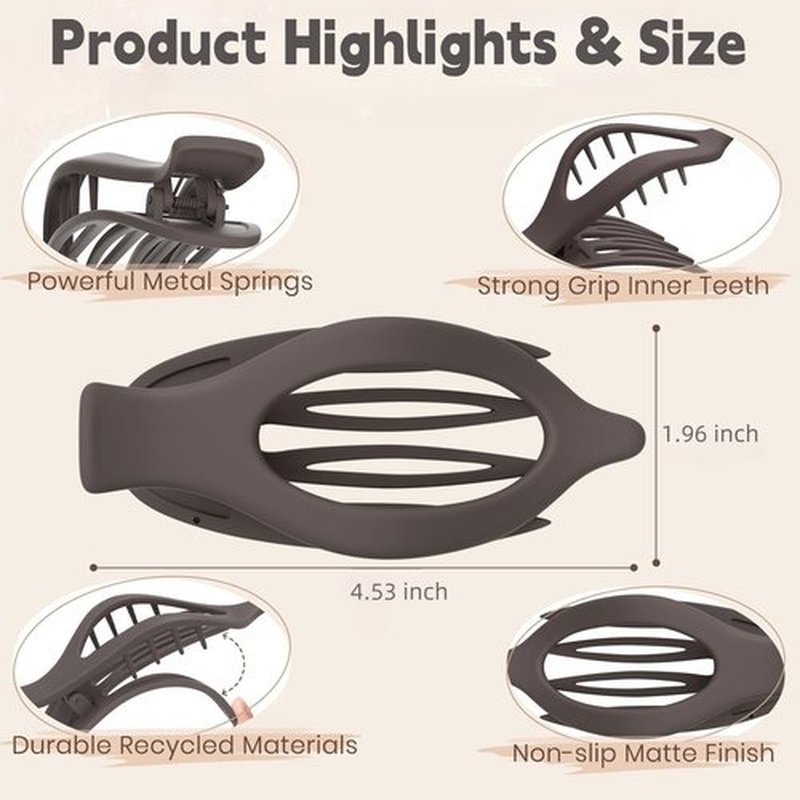4-Pack Medium Duckbill Hair Clips for Women: French Non-Slip Strong Hold Hair Claws for Thin to Thick Hair, All-Day Comfort for Driving, Lying Down & Exercise
