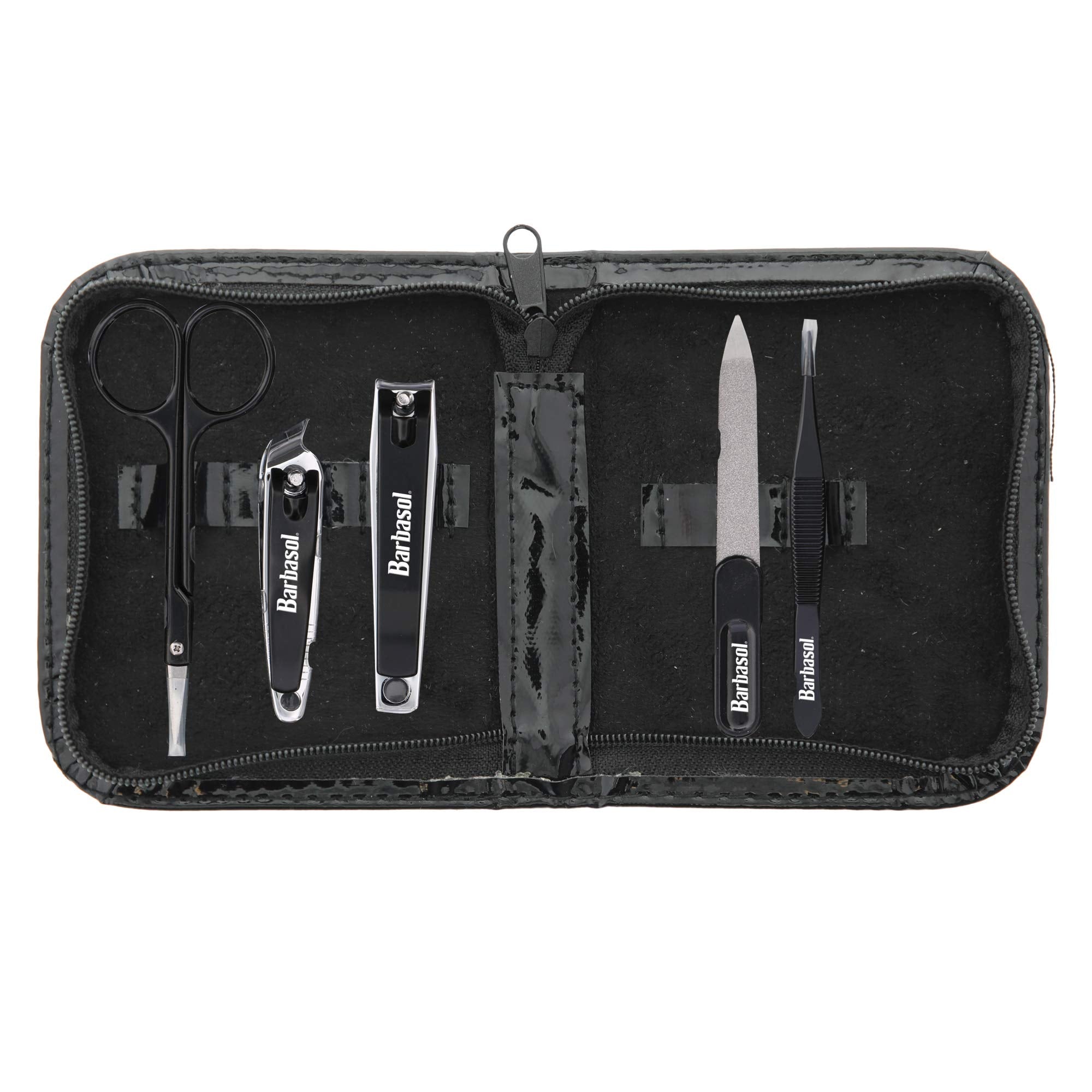Barbasol CBG11001BLK 6-Piece Nail Grooming Set with Travel Case - Black