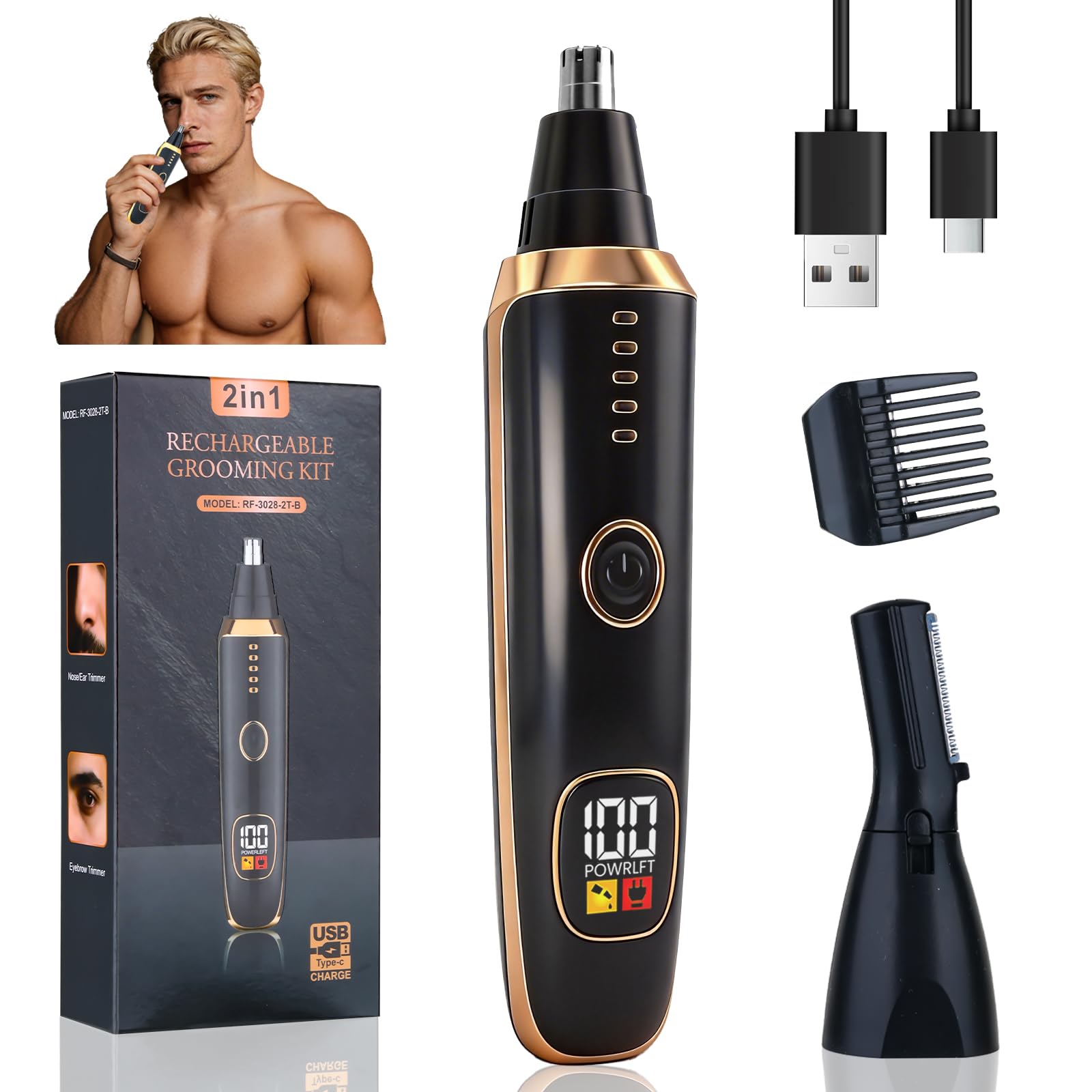 Yunmiss Portable LED Dsiplay Nose and Ear Trimmer Clipper for Men Women,2026 Professional Nose Hair Trimmer with Powerful Motor and Dual-Edge Blades for Smoother Cutting Mini Travel Size (Green)