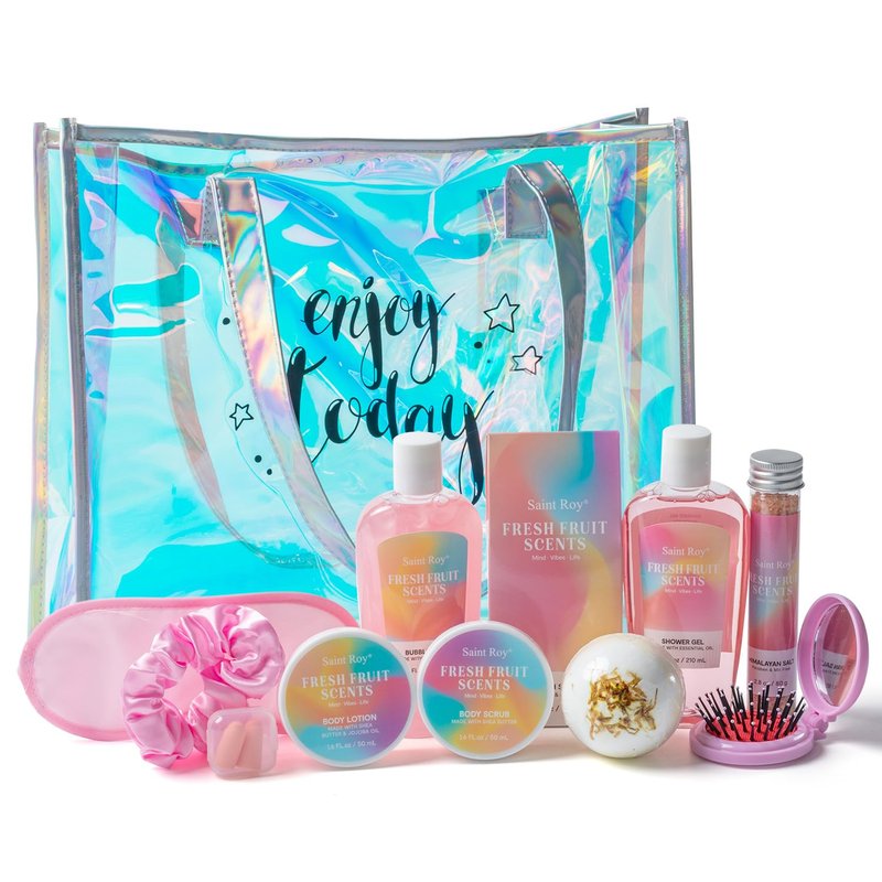 Valentines Spa kit Gift for Her, Christmas Gifts for Women - Unique Gift Set for Teen Girls Tote Bag for Women, 13pcs Fresh Gift Baskets for Girls, Birthday Gifts for Daughter, Girlfriend