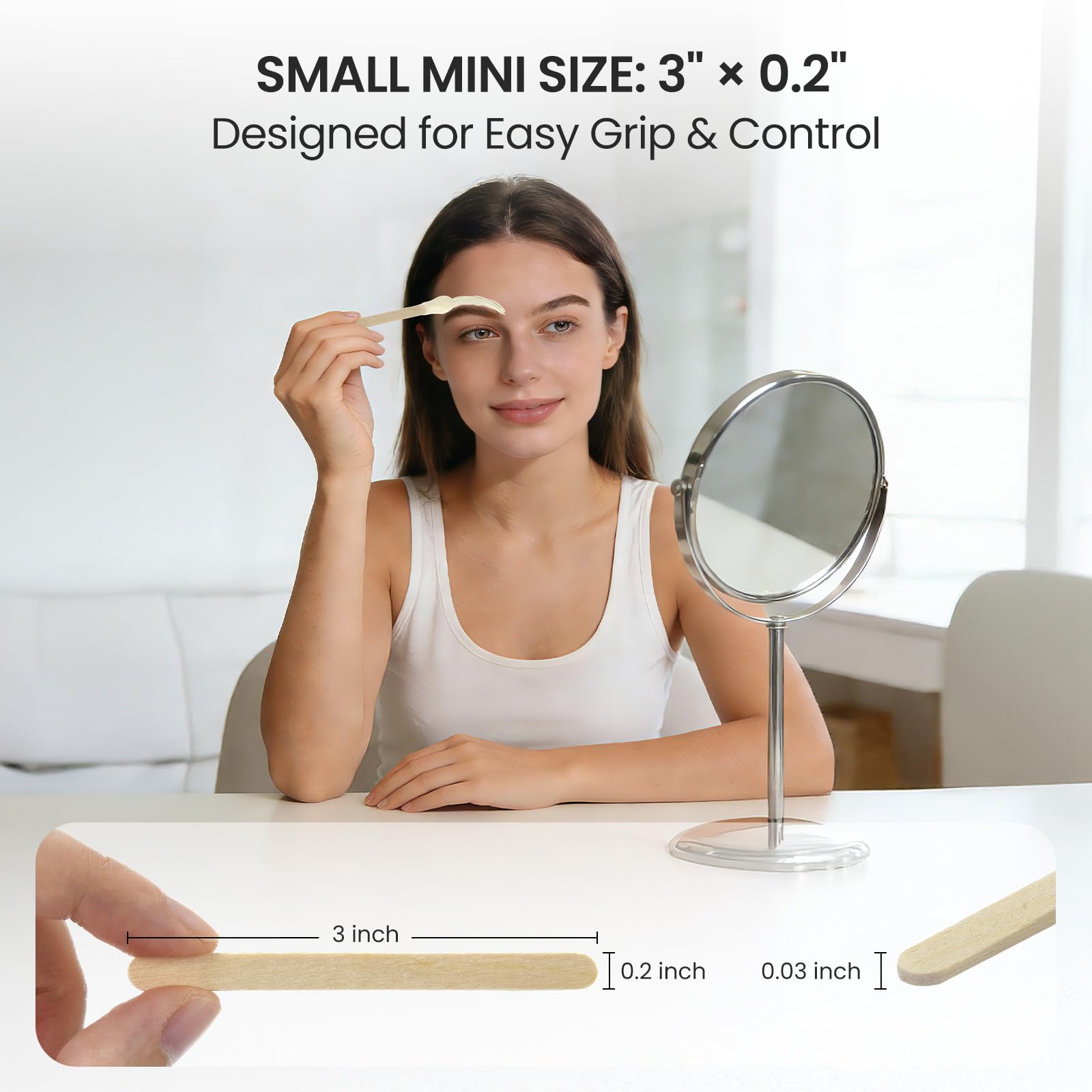 AUZEAL Small Eyebrow Wax Sticks, Mini Wooden Waxing Sticks for Eyebrow Face Lip Hair Removal, Precision Wax Applicator, 50 Pcs