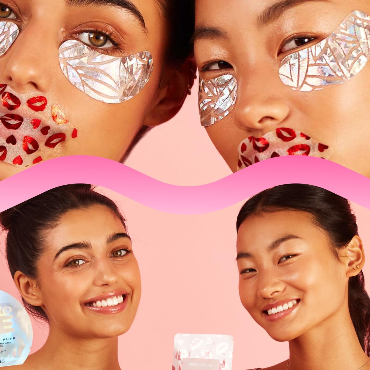 Vitamasques Under Eye Patches & Lip Mask Sheets, Best of Eyes & Lips Set 2 Packs - Eye Patches for Puffy Eyes - Under Eye Masks for Dark Circles and Puffiness - 2 x 4 Packs - 8 Pads