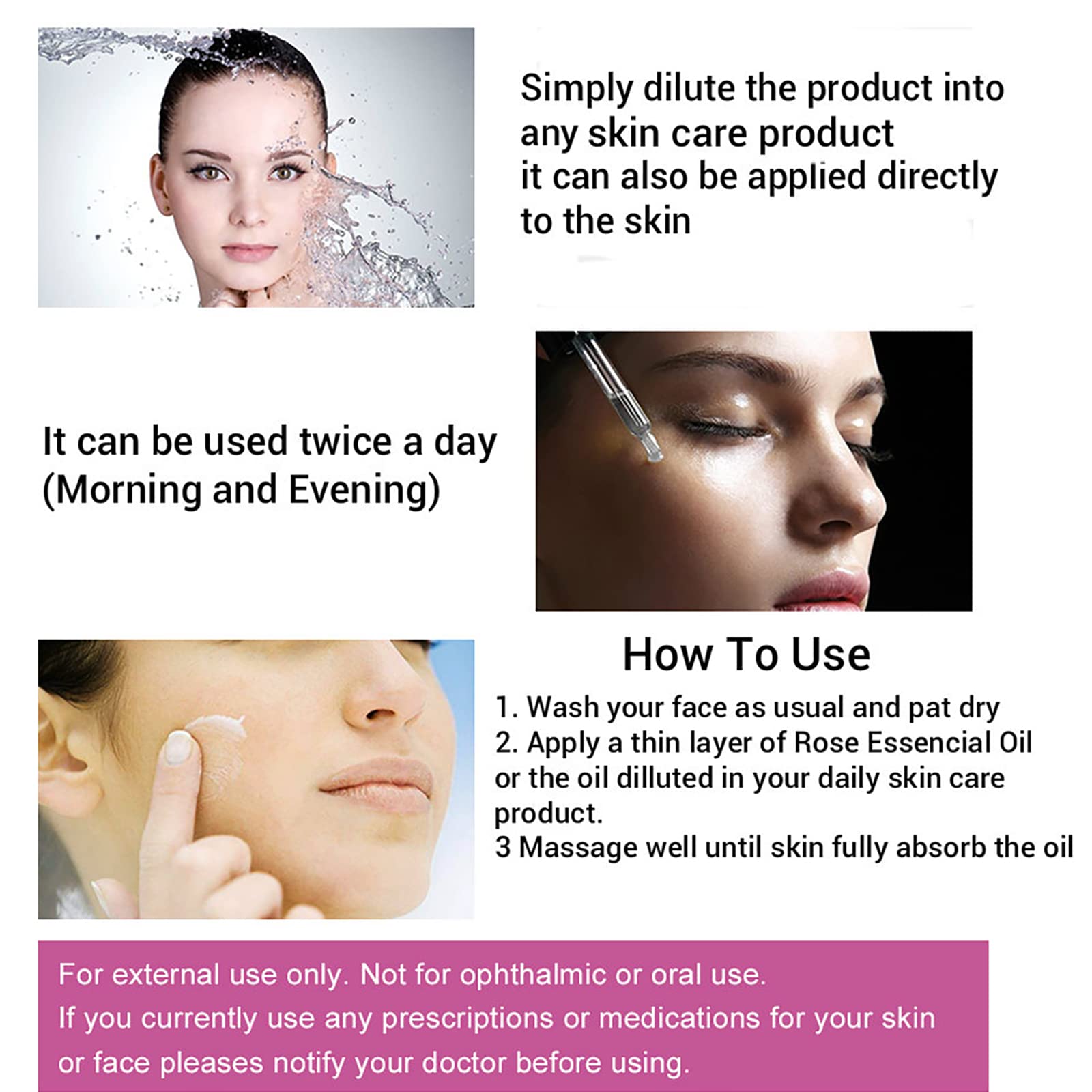 Rose Face Oil, Anti Ageing & Anti Wrinkle Serum, 1 oz (30ml)